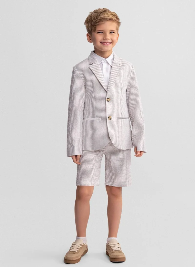 مينوتي Boys tailored cotton suit shorts stone colour 3-15 years